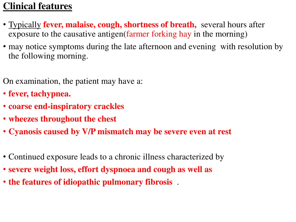 clinical features