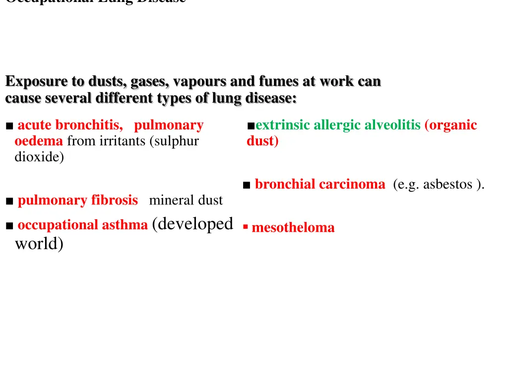 occupational lung disease