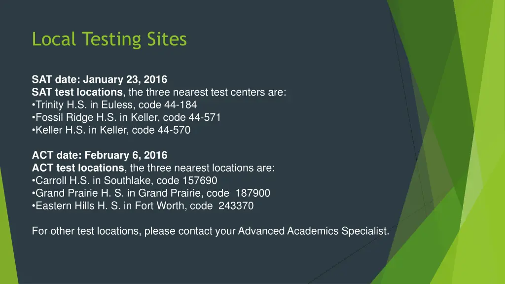 local testing sites