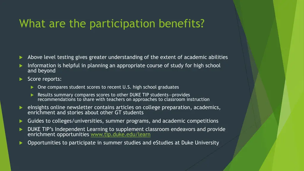 what are the participation benefits