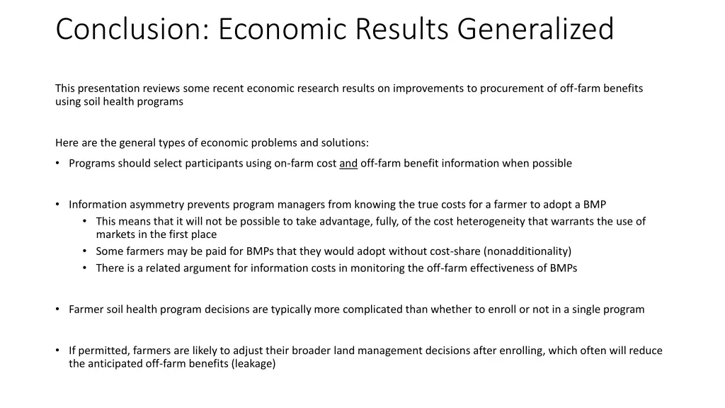 conclusion economic results generalized