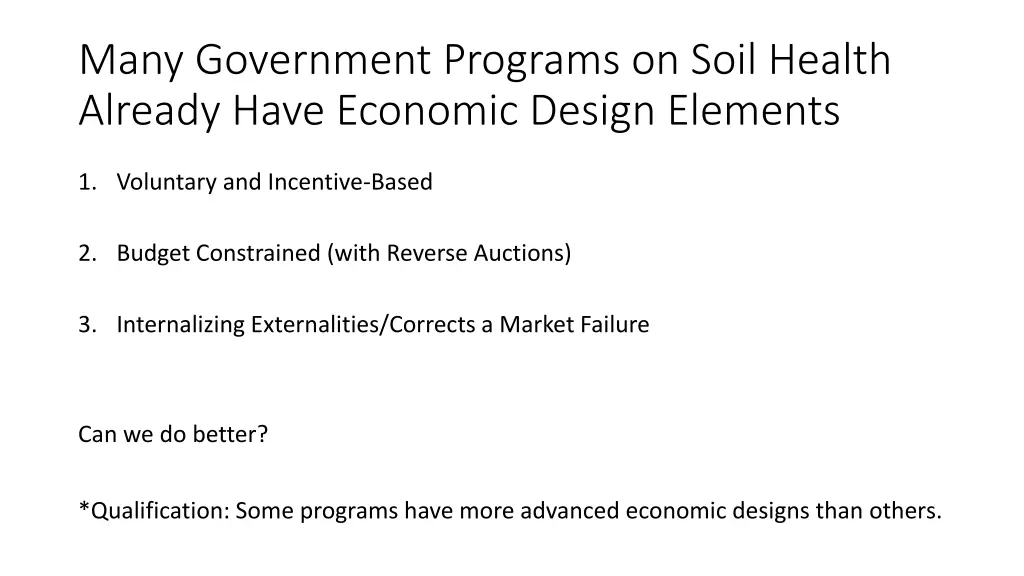 many government programs on soil health already