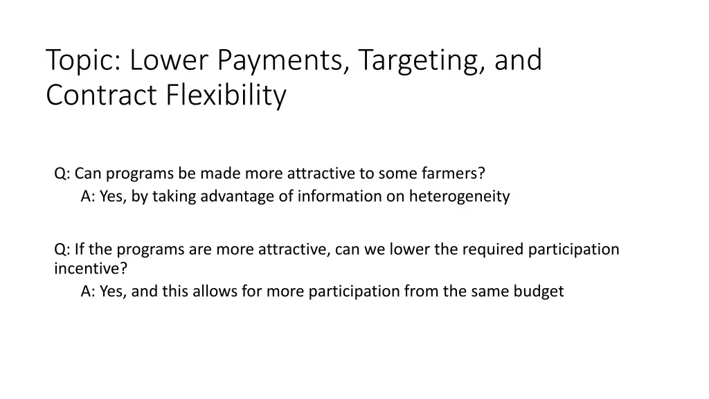 topic lower payments targeting and contract