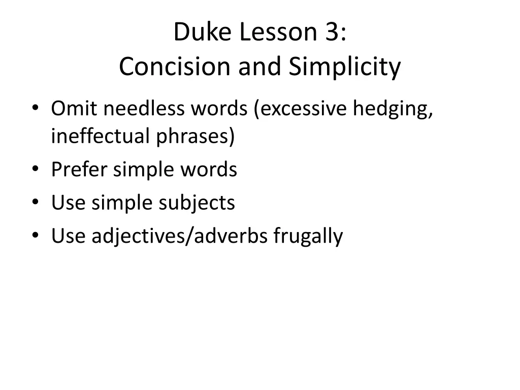 duke lesson 3 concision and simplicity 1