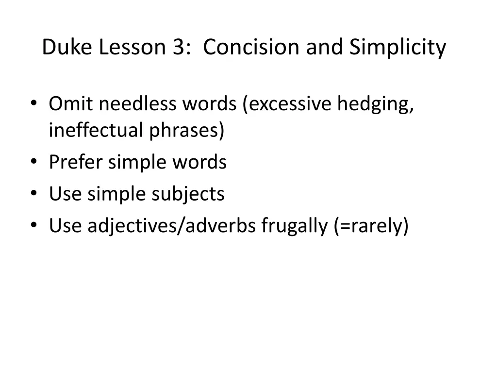 duke lesson 3 concision and simplicity