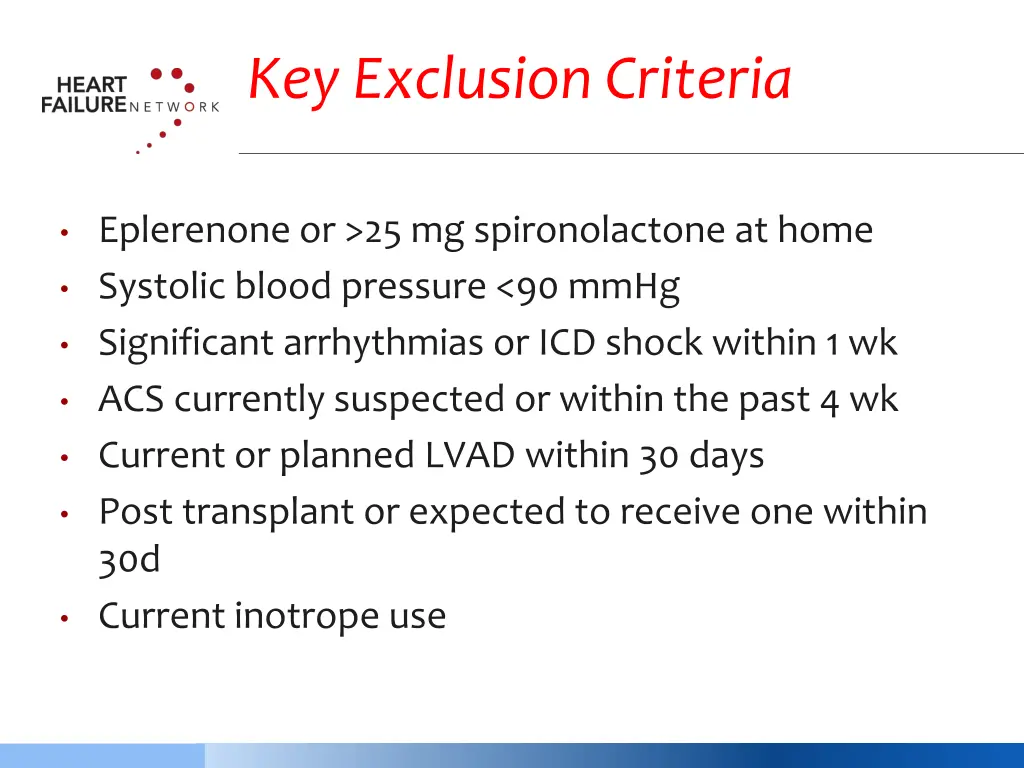 key exclusion criteria