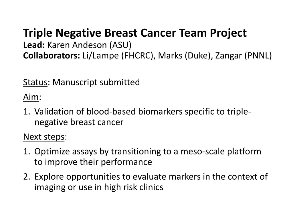 triple negative breast cancer team project lead