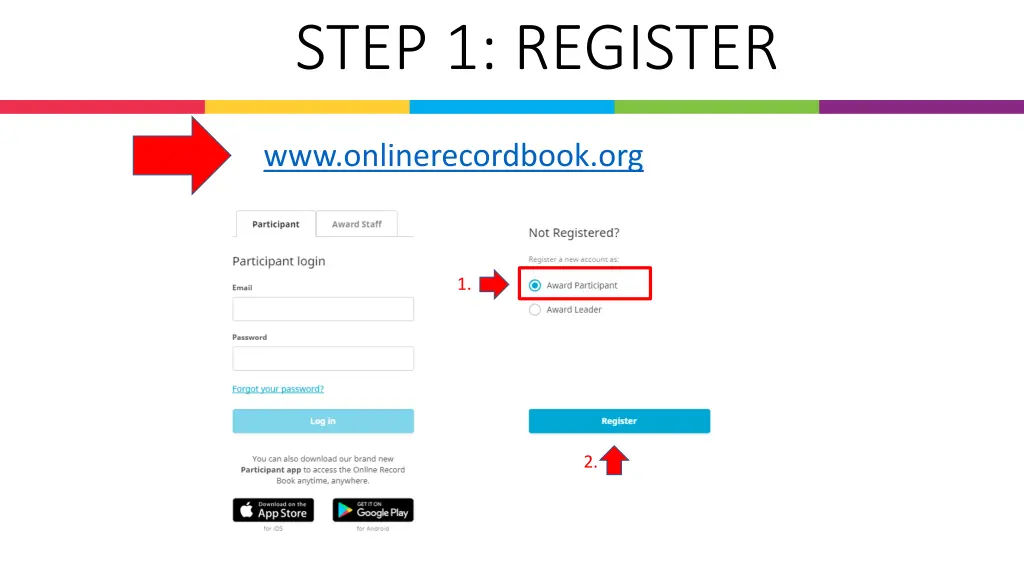 step 1 register