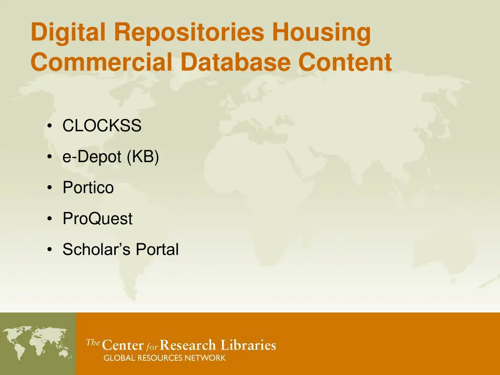 digital repositories housing commercial database