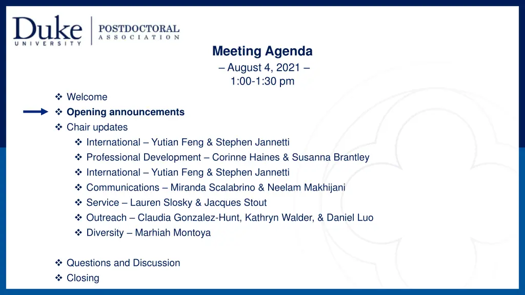 meeting agenda august 4 2021 1 00 1 30 pm 2