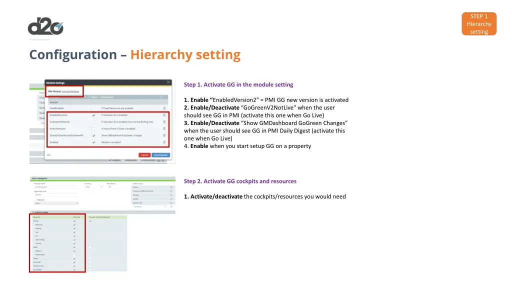 step 1 hierarchy setting