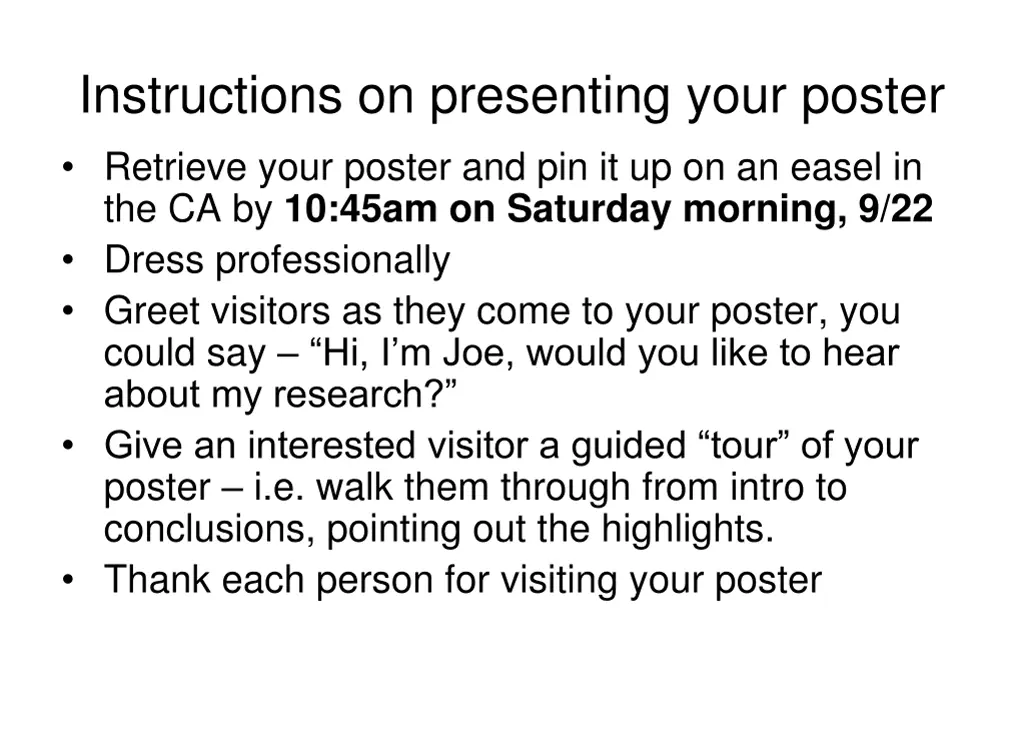 instructions on presenting your poster retrieve