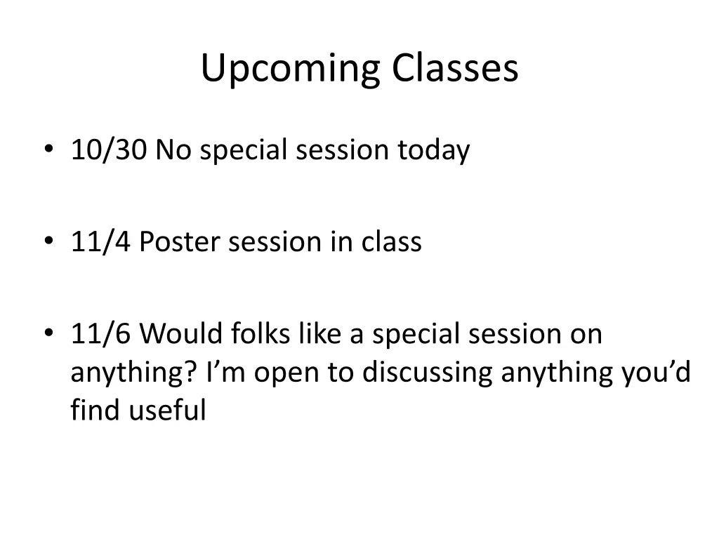 upcoming classes 1