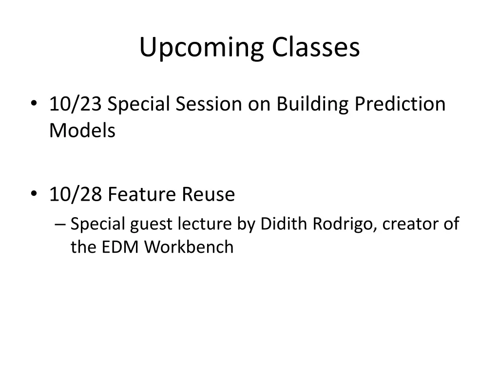 upcoming classes