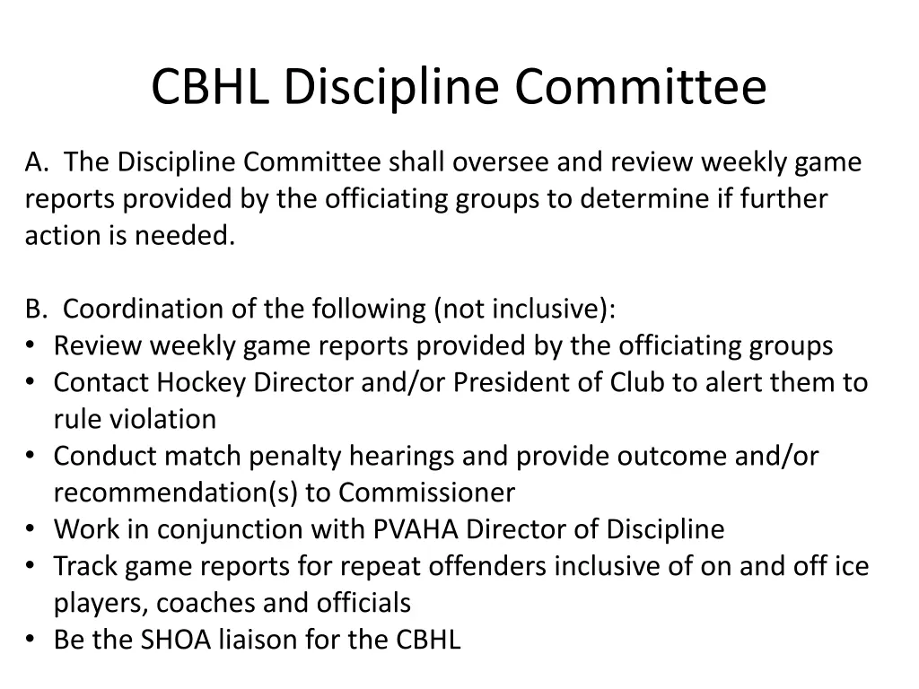 cbhl discipline committee