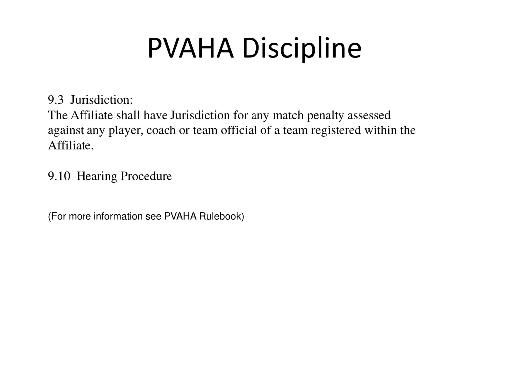 pvaha discipline