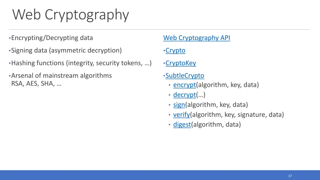 web cryptography