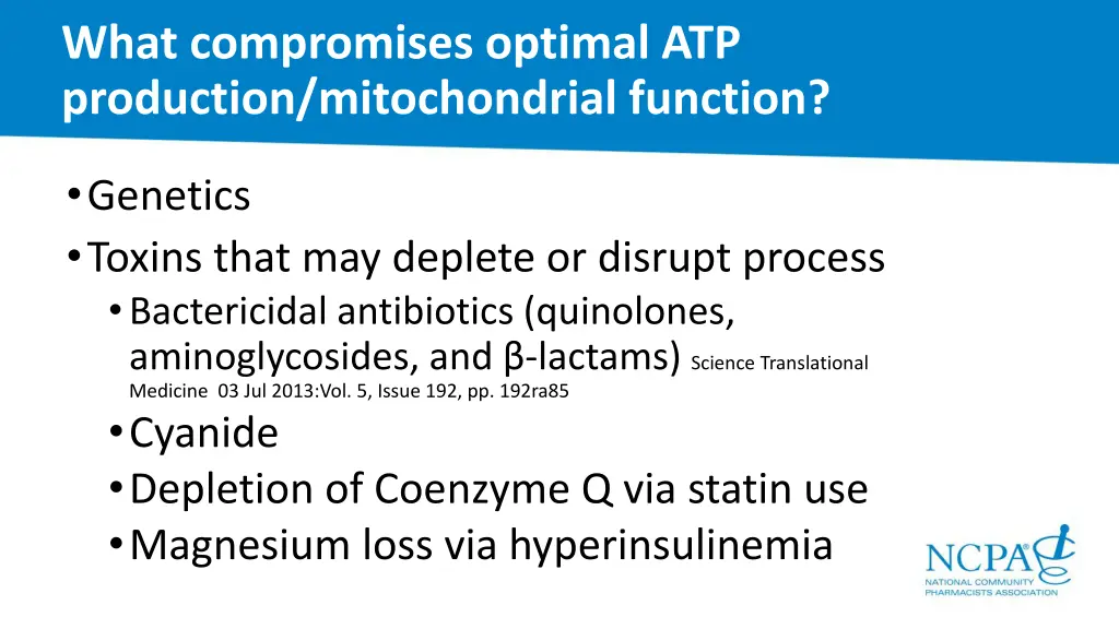 what compromises optimal atp production