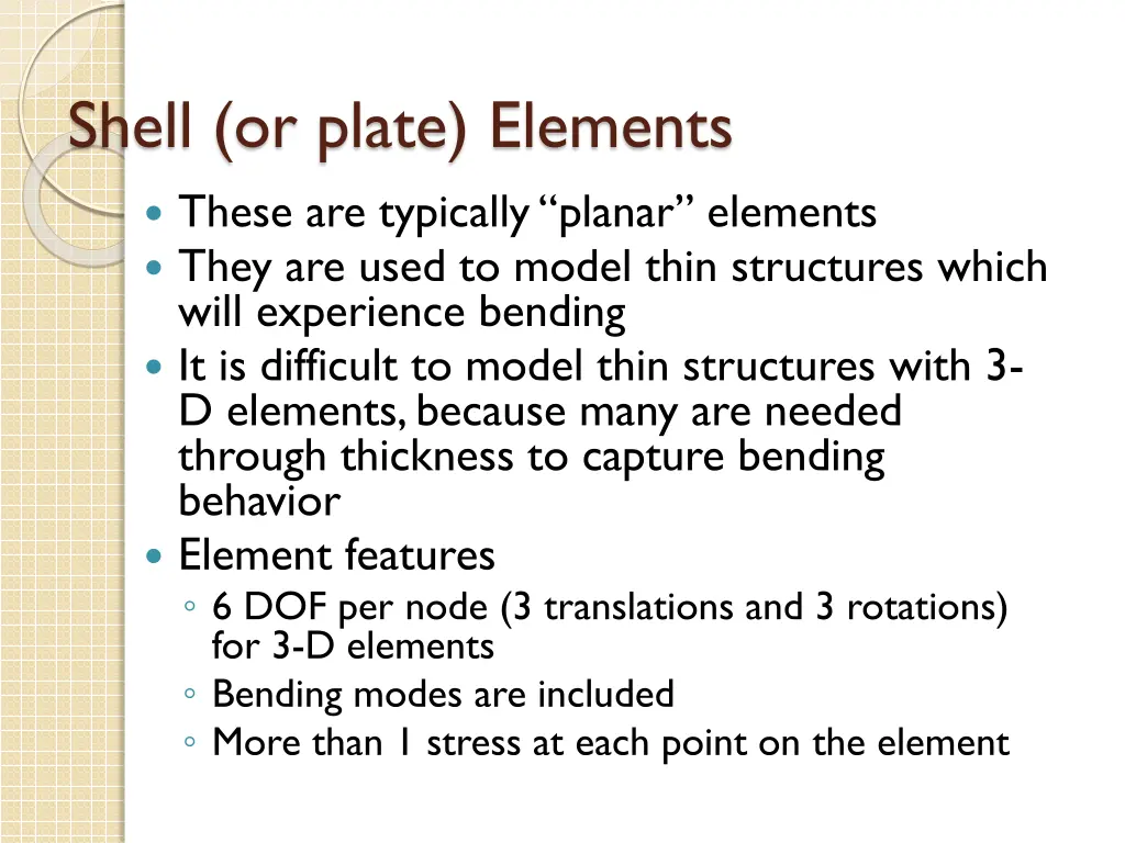 shell or plate elements