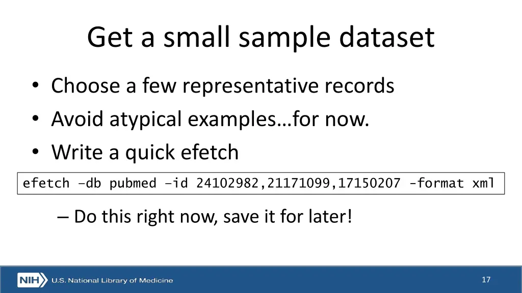 get a small sample dataset