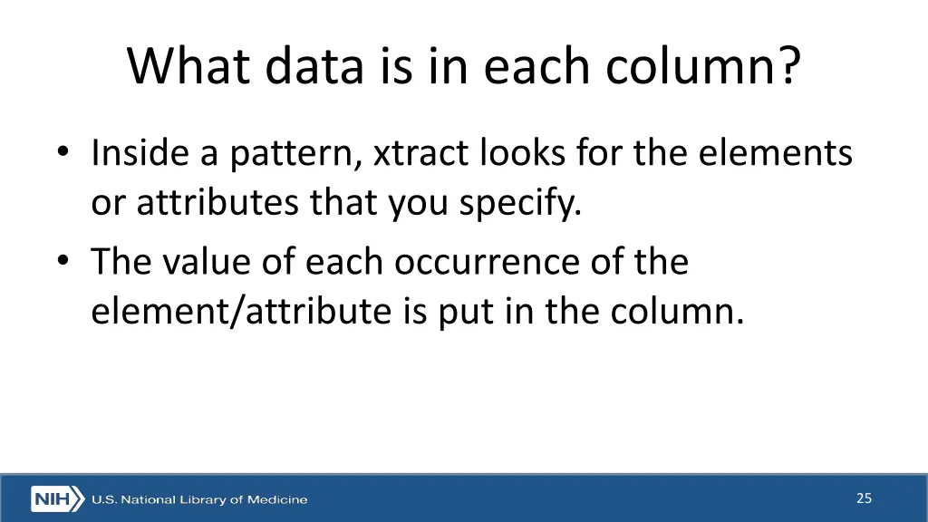 what data is in each column