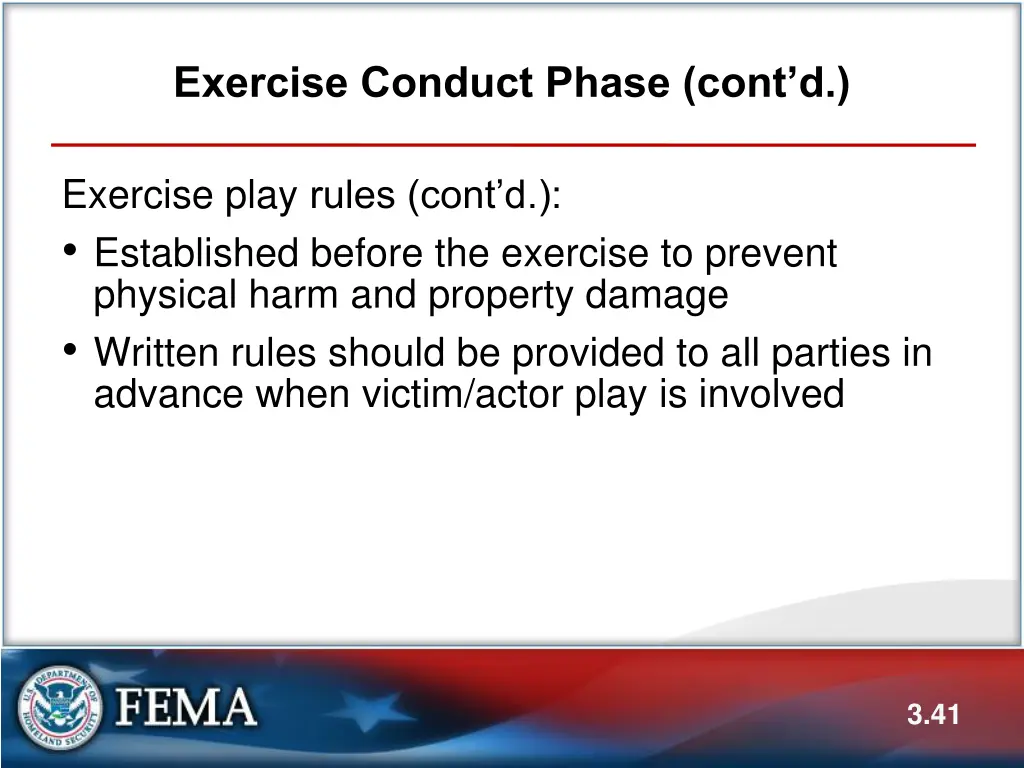 exercise conduct phase cont d 1