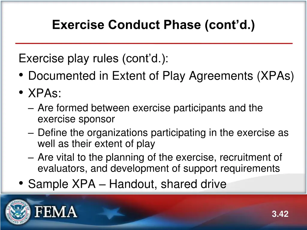 exercise conduct phase cont d 2