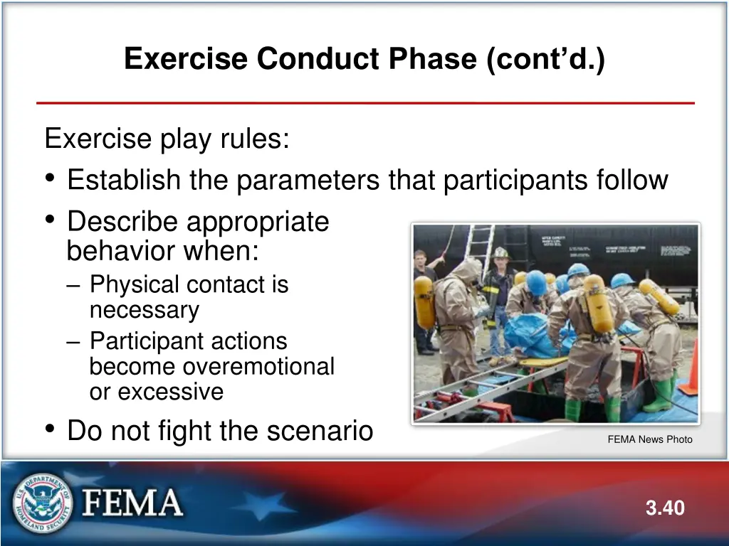 exercise conduct phase cont d