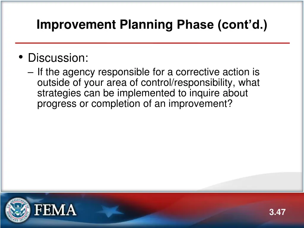 improvement planning phase cont d