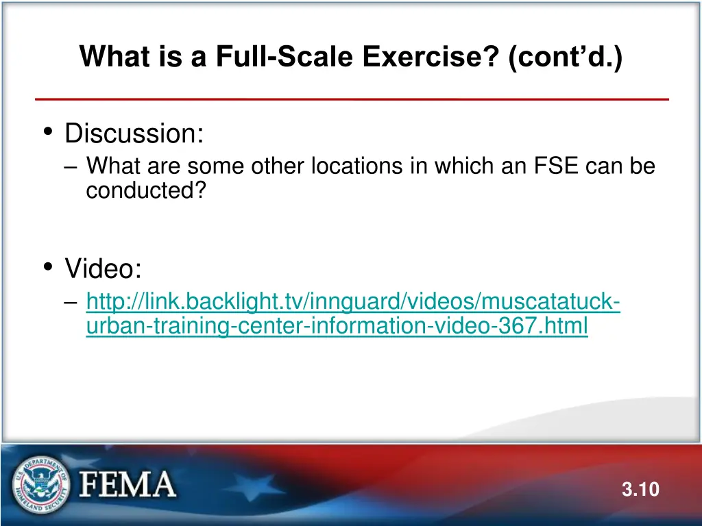 what is a full scale exercise cont d 5