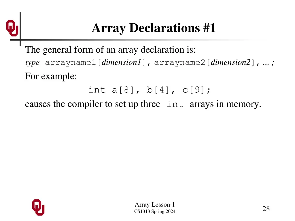 array declarations 1