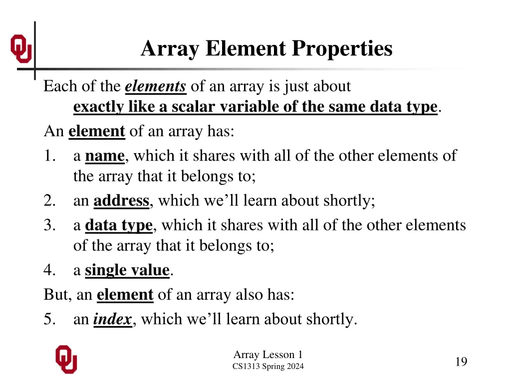 array element properties