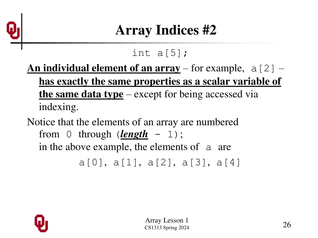 array indices 2