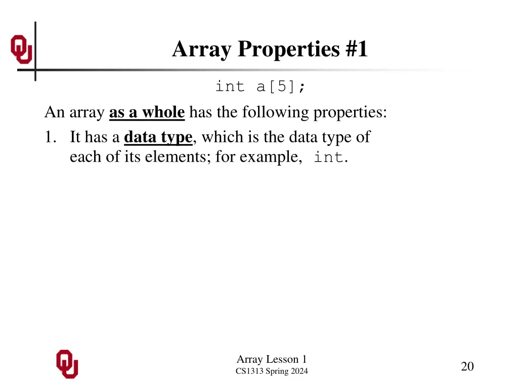 array properties 1