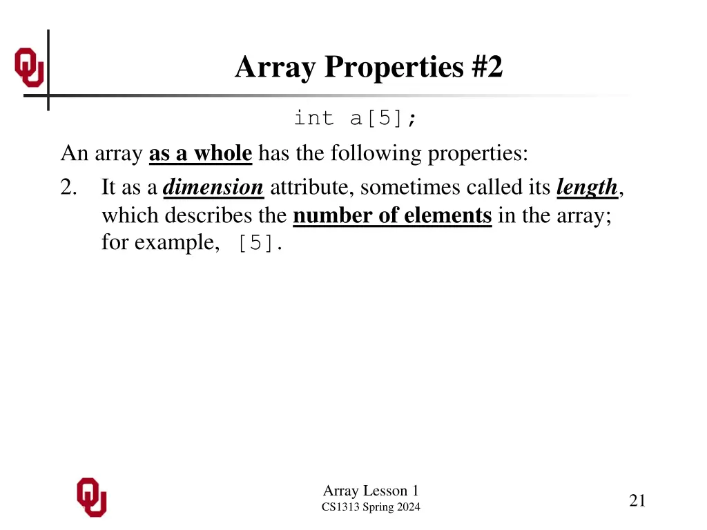 array properties 2