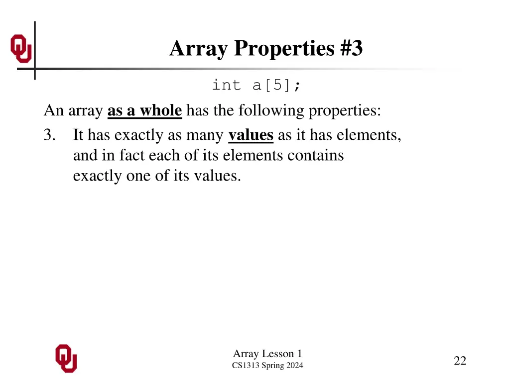 array properties 3