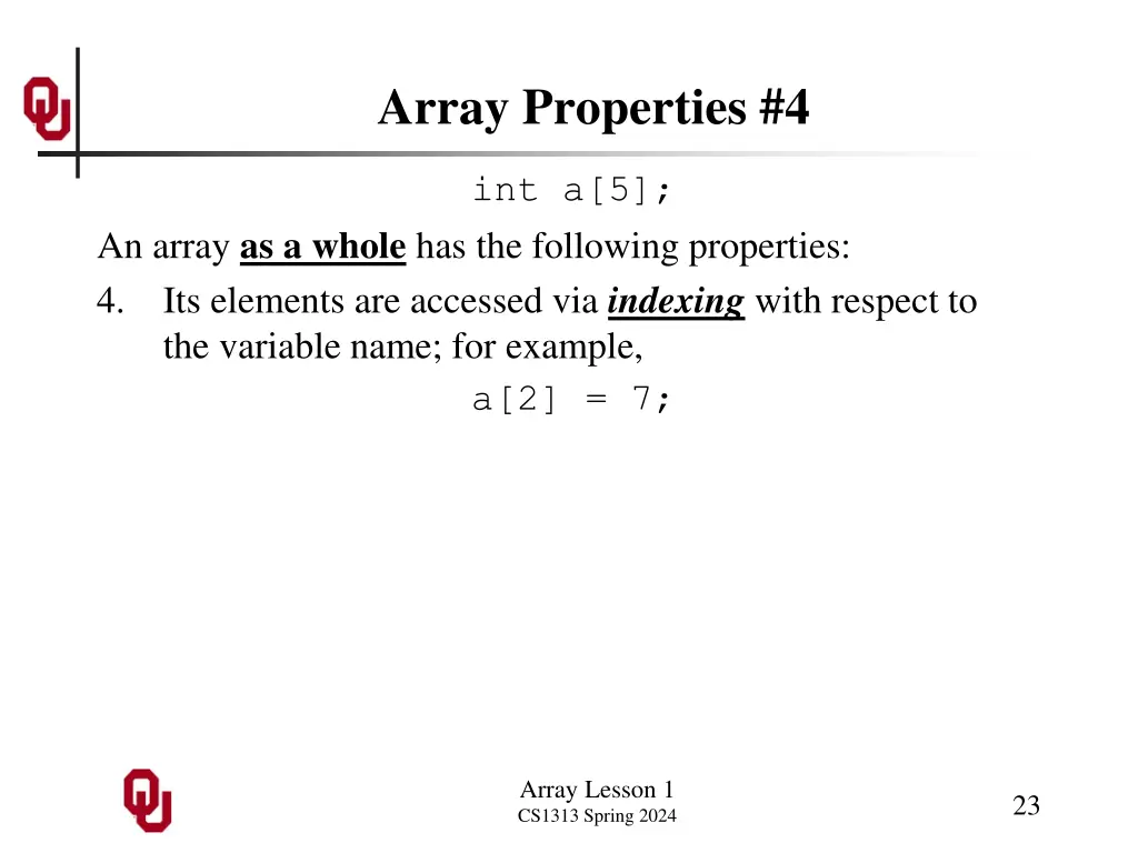 array properties 4