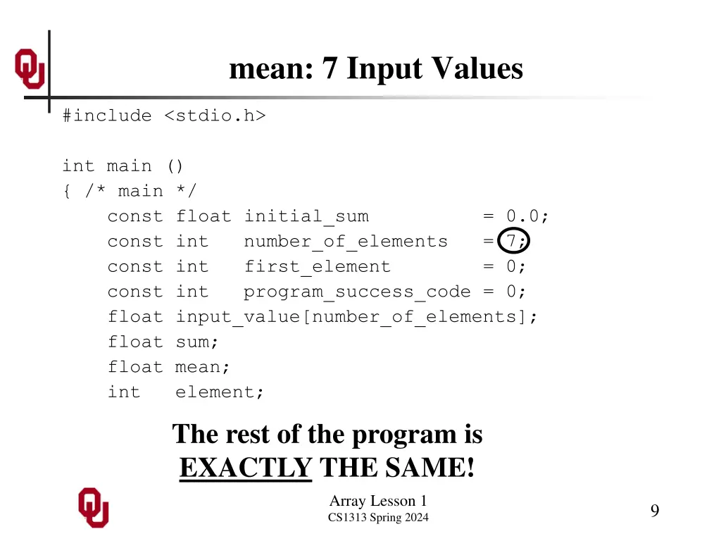 mean 7 input values