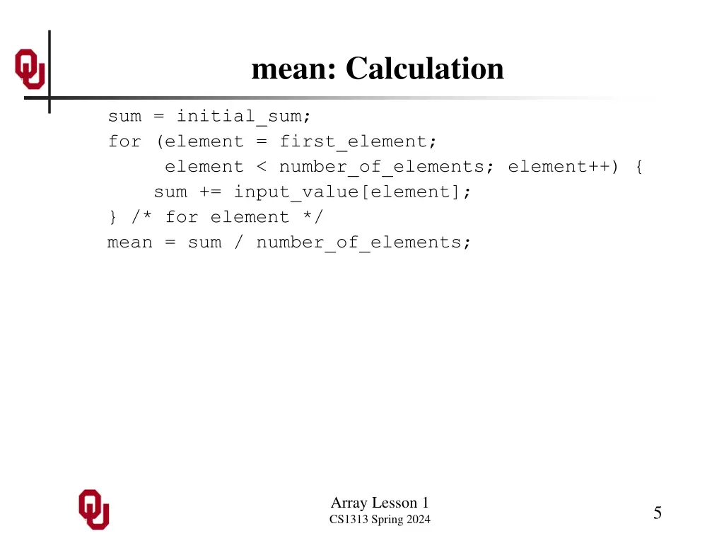 mean calculation