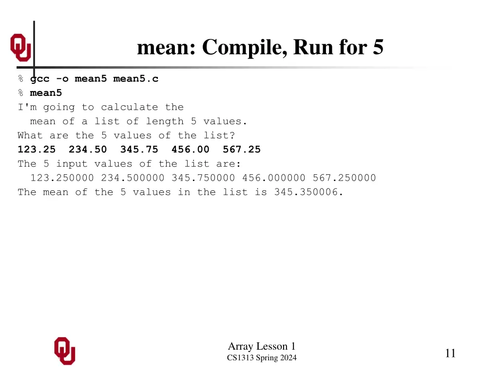 mean compile run for 5