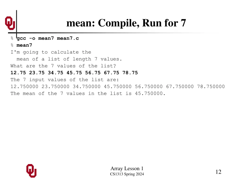 mean compile run for 7