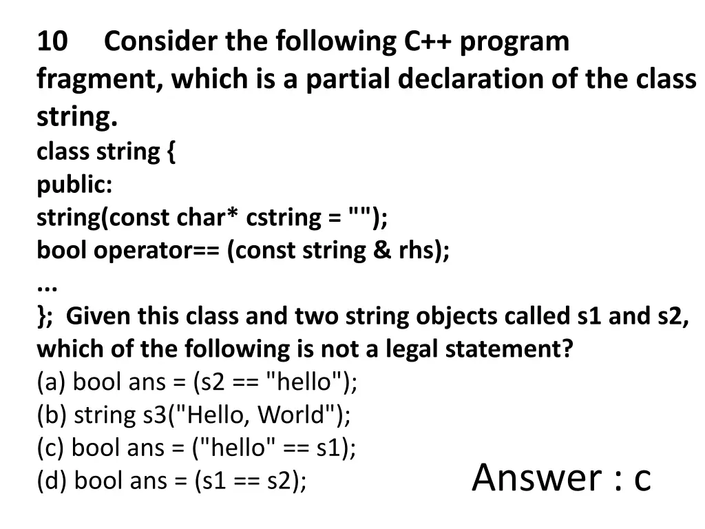 10 consider the following c program fragment