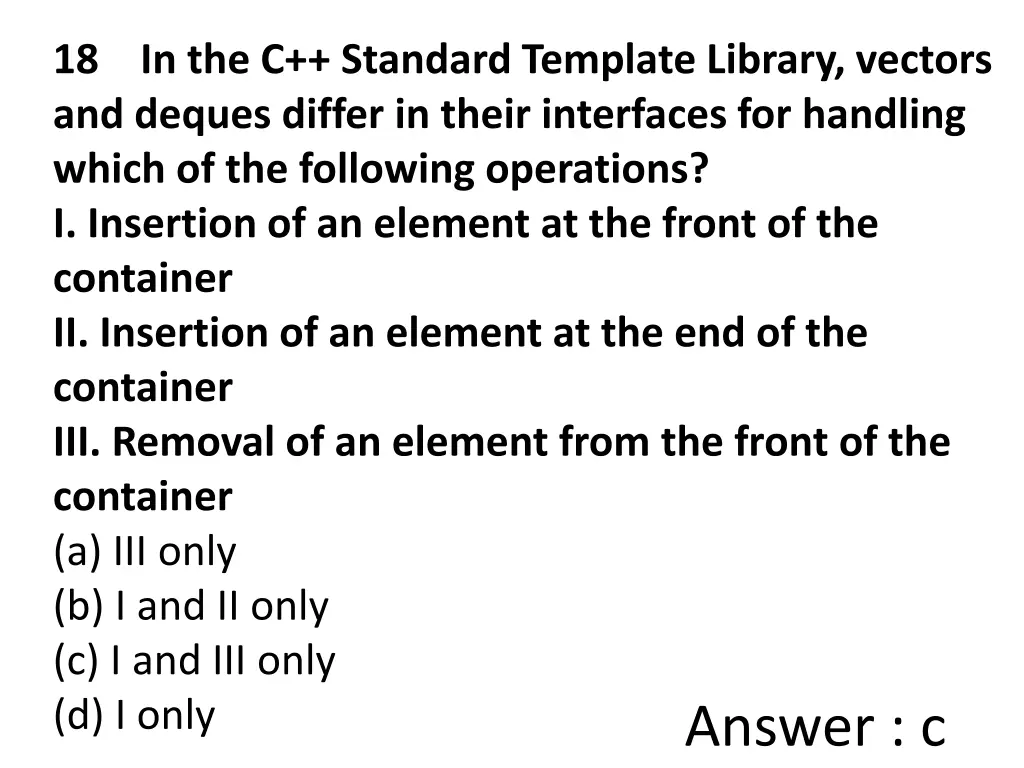 18 in the c standard template library vectors