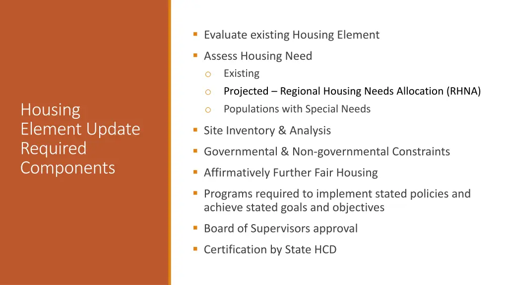 evaluate existing housing element