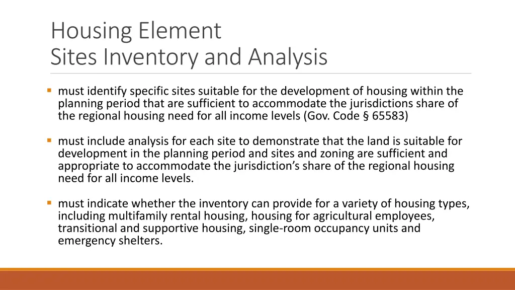 housing element sites inventory and analysis