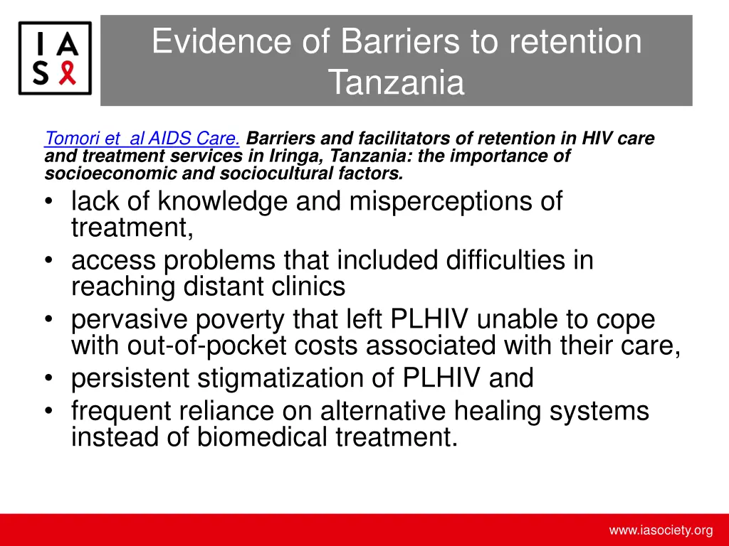 evidence of barriers to retention tanzania