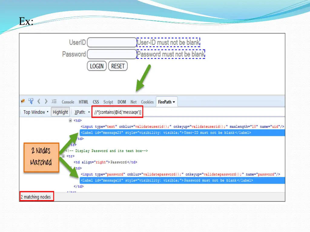 ex xpath contains text here xpath contains @href