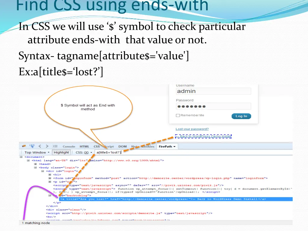 find css using ends with