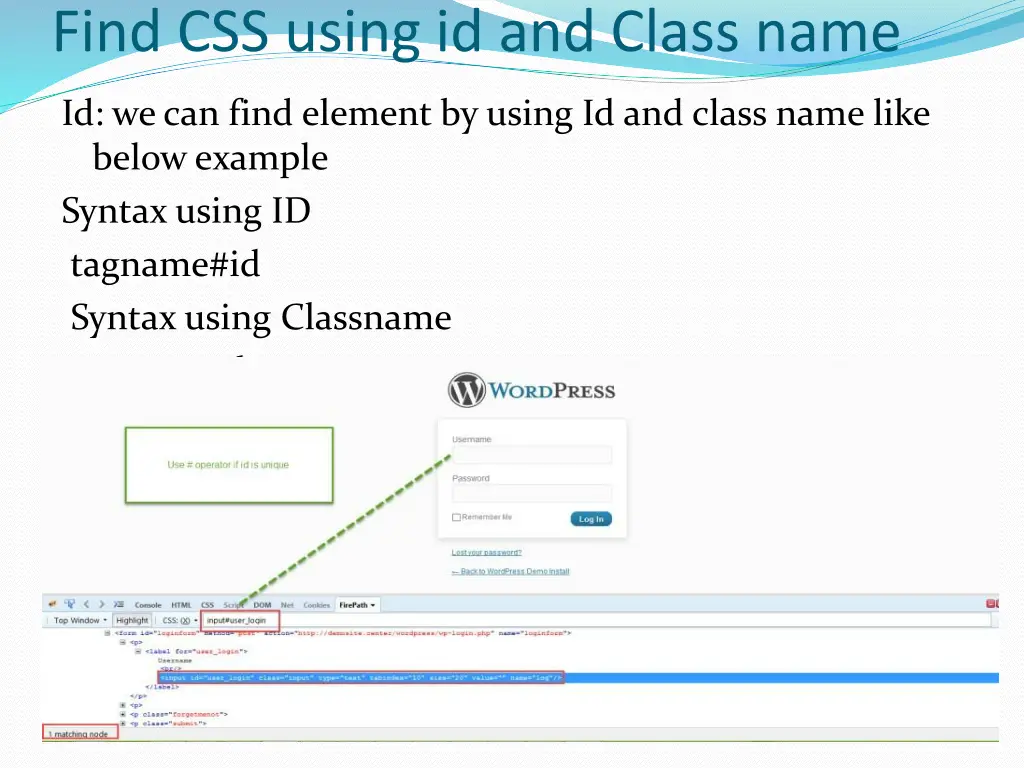 find css using id and class name