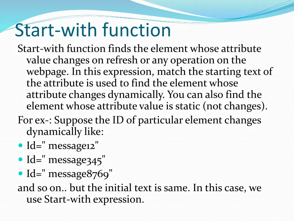 start with function start with function finds